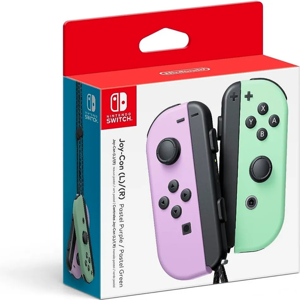Pastel purple and green nintendo joycons